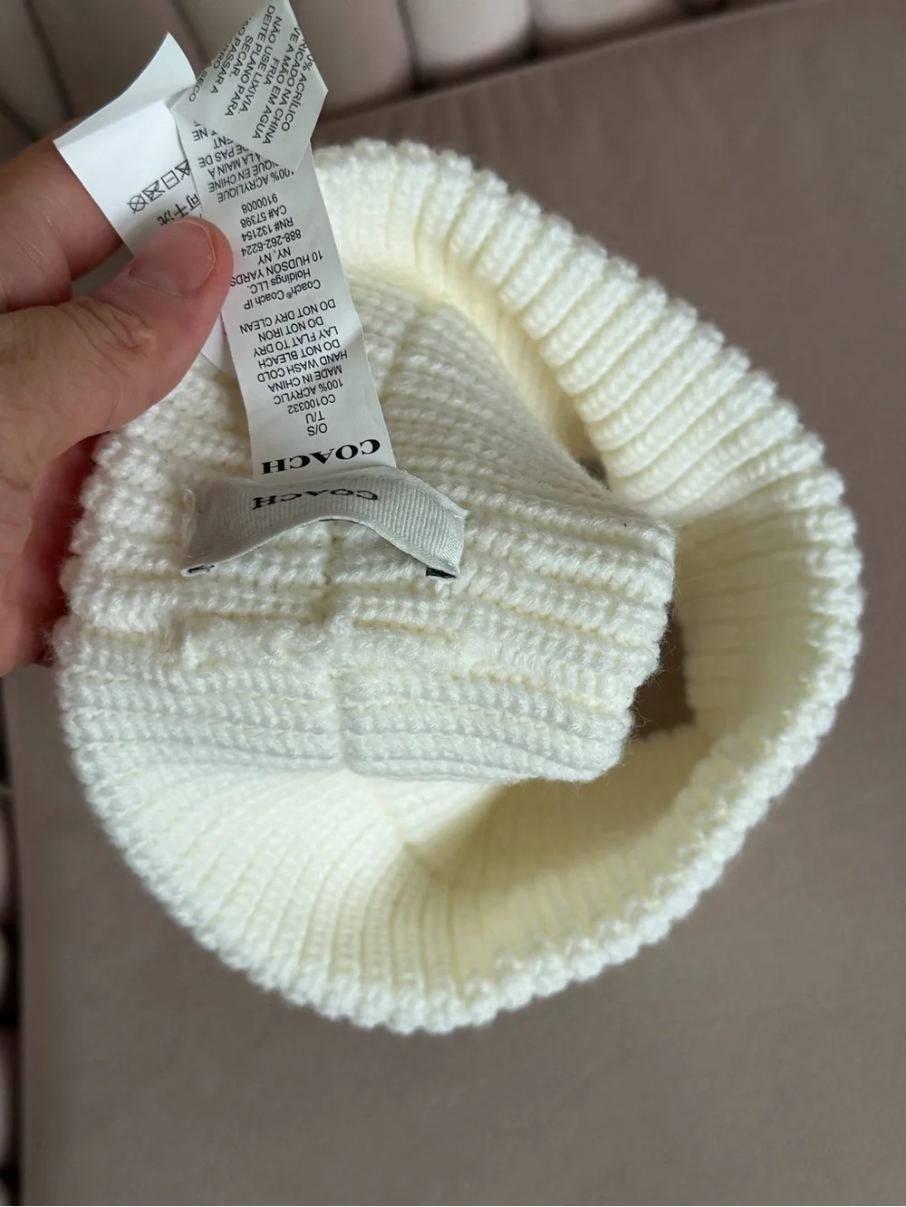 ❄️COACH❄️ Logo Headband in Cream